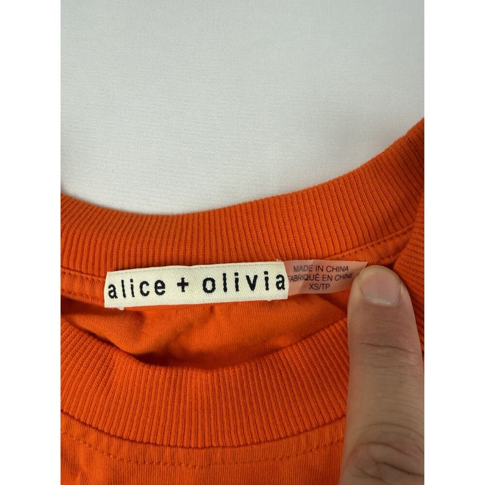 Alice + Olivia Orange Evie Tie Waist Shirt Dress Cotton Relaxed Fit Size XS Mini - Picture 6 of 9